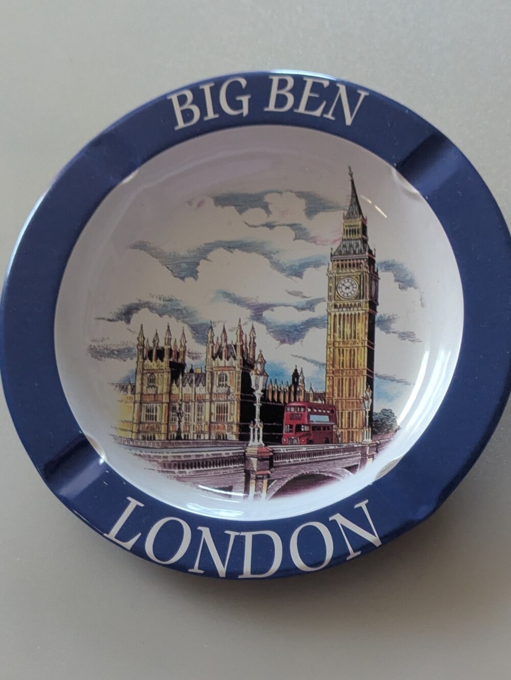 Vintage Souvenir "Big Ben London" Tin Metal Ashtray 5".